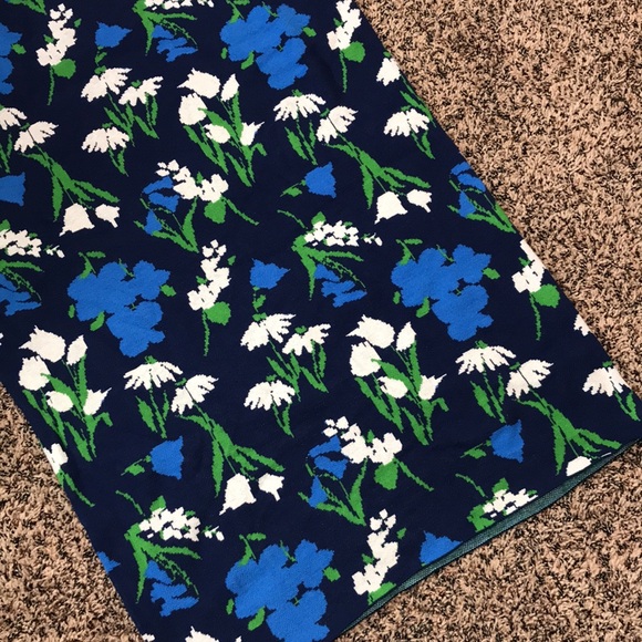 Kate Spade X Target Floral Blue Midi Skirt Pull On Soft Knit Stretch Sz L | NWT - Picture 5 of 8